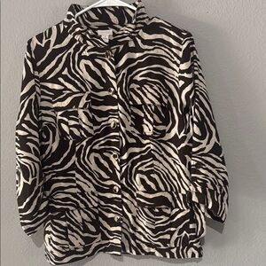 Chico's Black and Tan Blazer linen Jacket